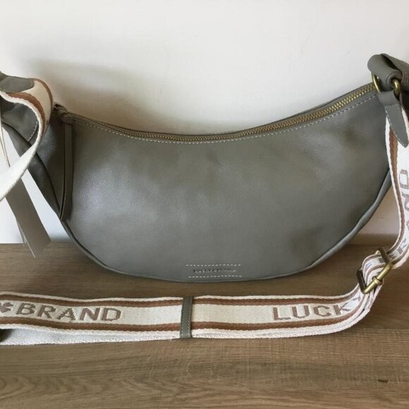 Lucky Brand Lexy Crescent Leather Hobo Bag in Seneca Rock Grey NWT MSRP $148 - Picture 1 of 12